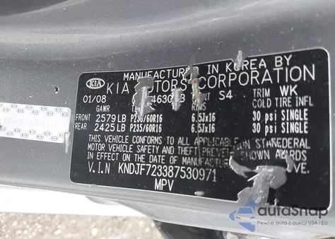 2008 Kia Sportage Lx V6 from USA, damaged, VIN KNDJF723387530971